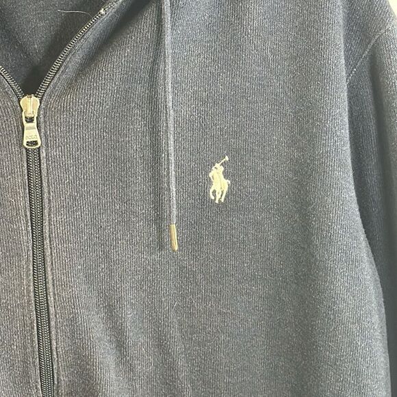 ✨ Men’s Navy Blue Polo Zip-Up Jacket with Hood - Size Large, Tag Missing - Picture 2 of 5